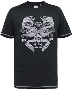 D555 Elijah Couture T-Shirt mit Drachen-Print Schwarz